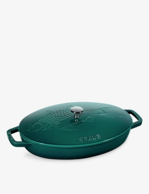Staub La Mer Fish Oval Cast-iron Oven Dish 33cm In Green