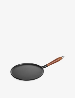 Staub Black Round Cast-iron Pancake Pan With Wooden Handle 28cm