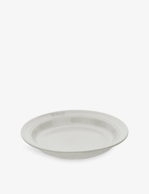 Staub White Truffle Brand-embossed Deep Ceramic Plate 24cm In Multi