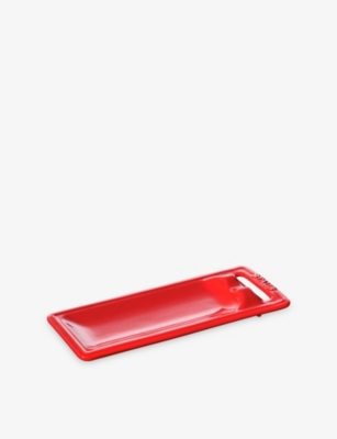 Staub Cherry Brand-embossed Ceramic Spoon Rest In Red
