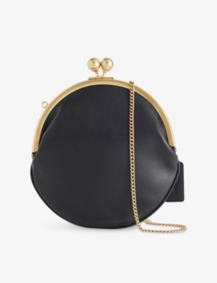 Coach Womens Black Kisslock 20 Leather Pouch