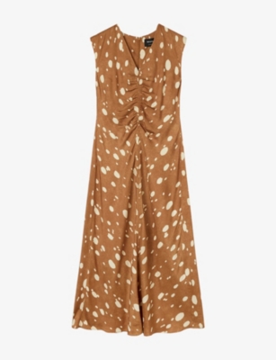Womens Whistles Deer-Spot Sleeveless Woven Midi Dress