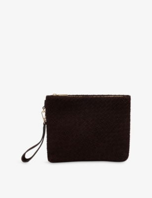 Womens Whistles Avah Zipped Suede Clutch