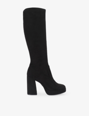 Steve Madden Womens  Twain Faux-suede Platform Knee-high Boots In Black