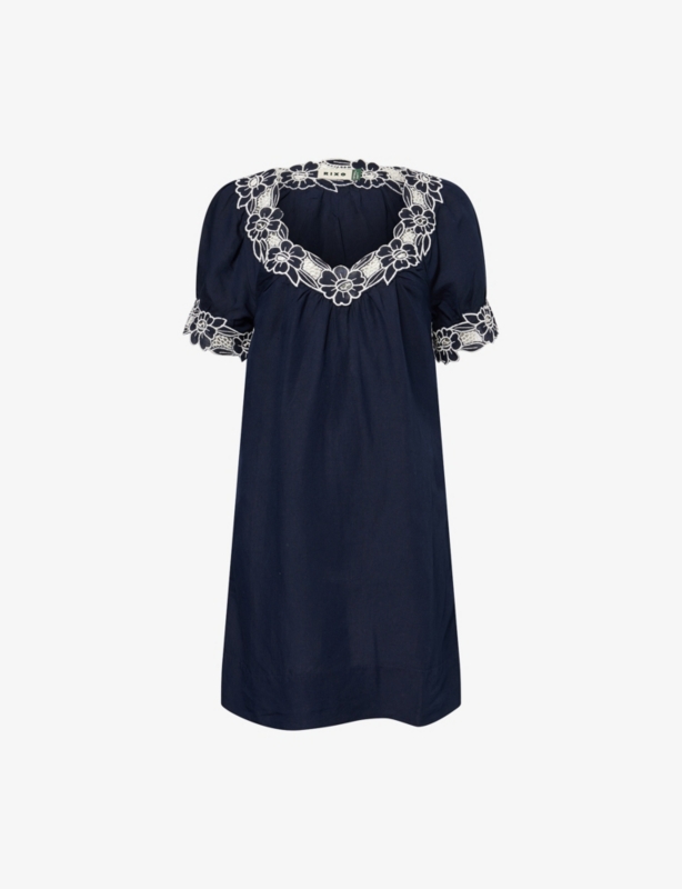 RIXO - Pansy Dove Embroidered Lace-Trim Cotton Mini Dress | Selfridges.com