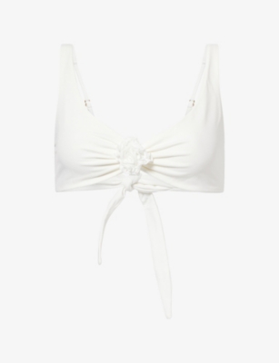 Away That Day Womens Bridal White  X Gigi & Olive Sardinia Floral-applique3 Bikini Top Xl