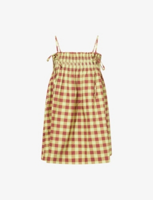 Damson Madder Womens Multi Lilo Checked Cotton Mini Dress