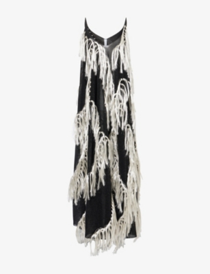 Cfcl Fcl Womens Black Multi Fluffy Cami Knitted Maxi Dress