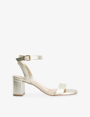 Dune Womens Gold Leather Medina Heeled Leather Sandals Eur 37 / 4 Uk