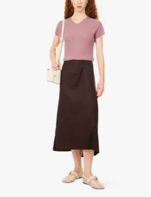 VINCE: Pointelle V-Neck Wool Top