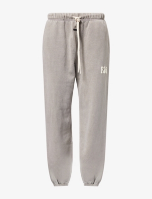 Essentials Womens Washed Seal Classic-fit Logo-embroidered Cotton-fleece Jogging Bottoms