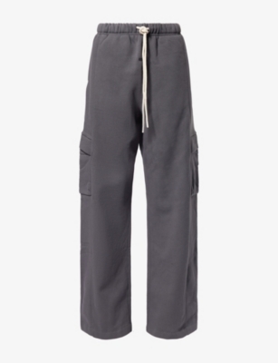 Essentials Womens Iron Grey Cargo Relaxed-fit Cotton-fleece Jogging Bottoms