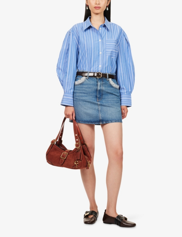 Lace-Trimmed Denim Mini Skirt
