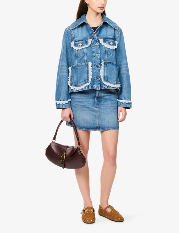 Lace-Trim Denim Jacket