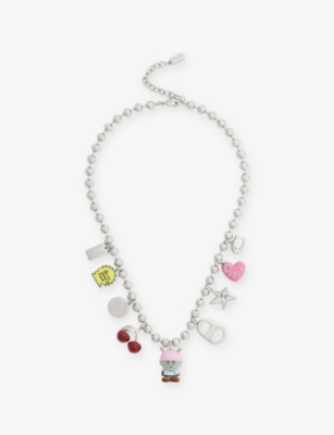 Coach Womens Multi  X Brain Dead Charmed Metal Necklace In Metallic