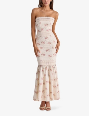 HOUSE OF CB: Alessina Floral-Print Stretch-Cotton Maxi Dress