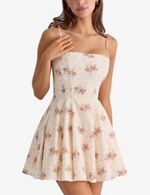 HOUSE OF CB: Dolly Floral-Print Stretch-Cotton Flared Mini Sundress