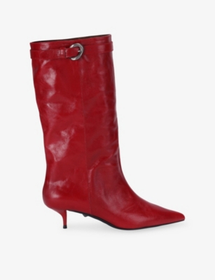 Kurt Geiger Womens  London Opera Faux-leather Calf Boots In Red