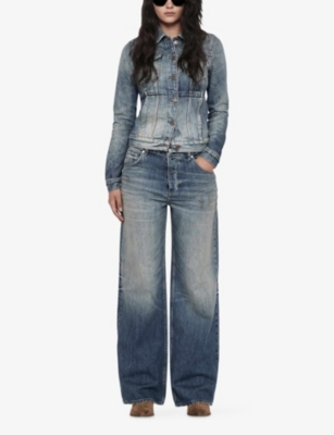 ALLSAINTS: Fitted Long-Sleeve Denim Trucker Jacket