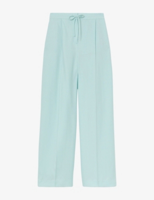Reiss Womens Esther Drawstring Wide-leg Woven Trousers Aqua Blue