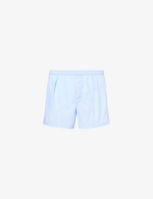 Tom Ford Mens Logo-waistband Stretch  Cotton-poplin Boxer Briefs Light Blue