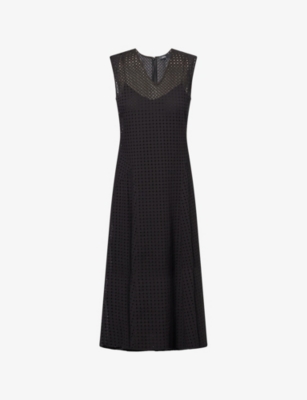 Theory Womens Black Easy Curve Cotton Midi Dress