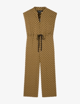 Whistles: Sleeveless Ikat-Spot Woven Jumpsuit