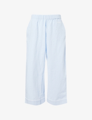 Lounge Womens Blue Textured Cotton Pyjama Bottoms