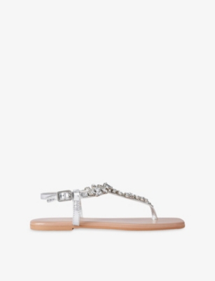 Carvela Womens Silver Alta Leather Sandals Eur 37 / 4 Uk
