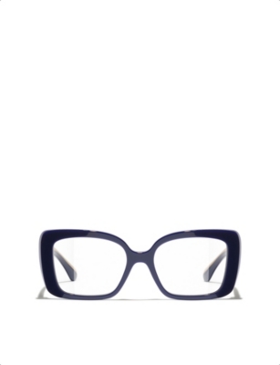 Pre-owned Chanel Womens Blue Ch3503b Rectangle-frame Acetate Optical Glasses