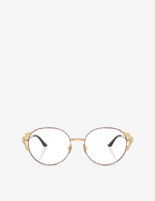 Versace Womens Gold Ve1320 Round-frame Metal Optical Glasses In Multi