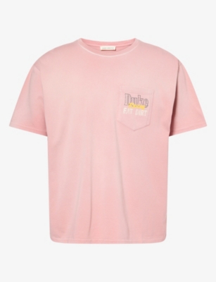 Duke + Dexter Mens Dr4 Eat Dirt Studded Graphic-print Cotton T-shirt Rose