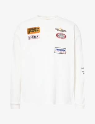 Duke + Dexter Mens Dr4 Track Waffle-texture Cotton Top White