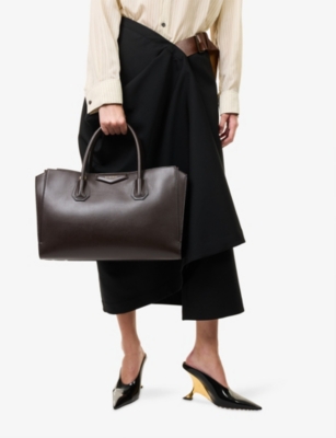 Givenchy Womens Antigona Catchall Medium Leather Shoulder Bag Chocolate In Brown