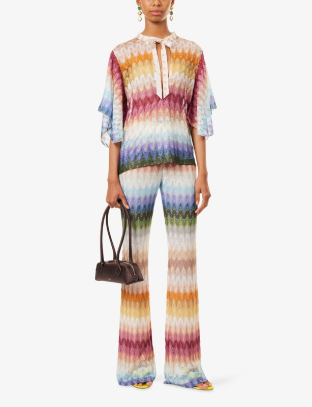 Flared Dégradé-Lace Motif Trousers