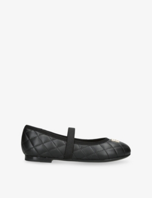 Dolce & Gabbana Kids' Quilted Leather Ballerina Shoes In Black