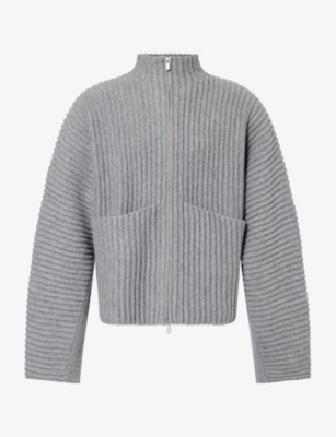 Seventh Mens  Globe Rib Knit Merino-wool Cardigan In Rhino