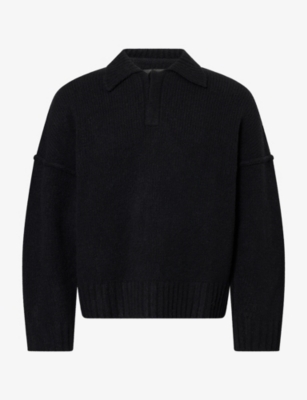 Seventh Mens  Wool-blend Knit Polo Jumper In Night