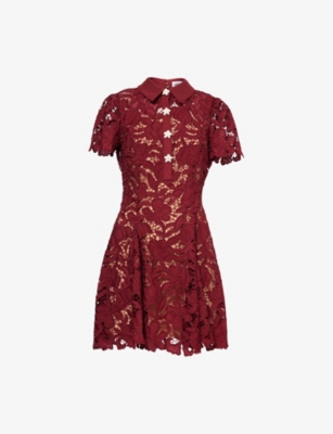 SELF PORTRAIT - Lace Cut-Out Woven Mini Dress | Selfridges.com