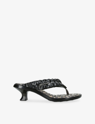 Ganni Womens Black  X Melissa Pvc Heeled Flip-flops Eur 41 / 8 Uk