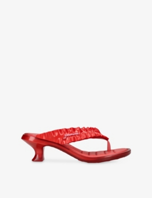Ganni Womens Red  X Melissa Pvc Heeled Flip-flops Eur 41 / 8 Uk
