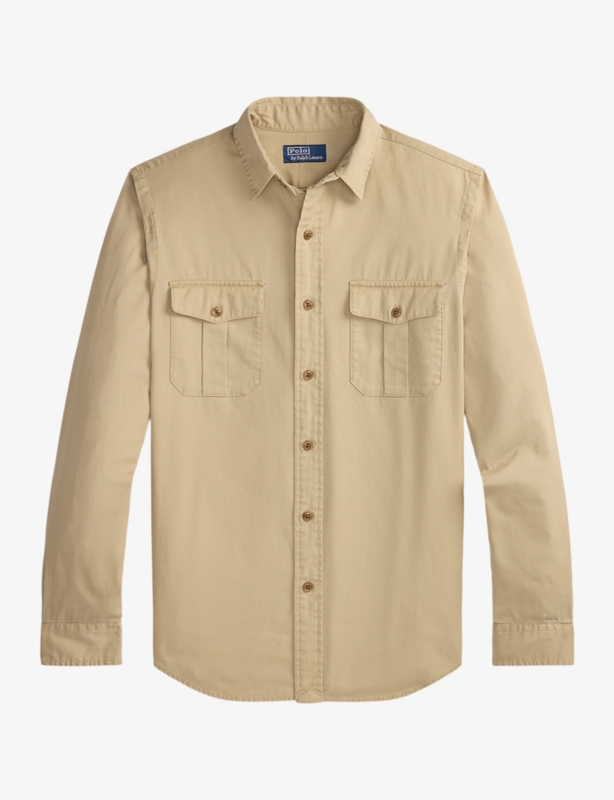 Patch-Pocket Long-Sleeve Cotton Shirt