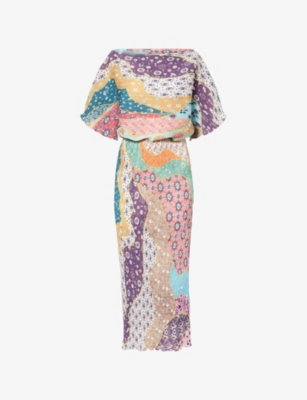 Never Fully Dressed Womens Multi Morocco Tilly Pleated Midi Dress