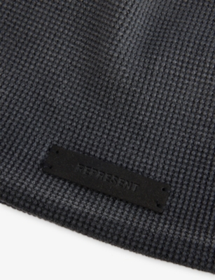 REPRESENT: Waffle Logo-Patch Cotton Beanie