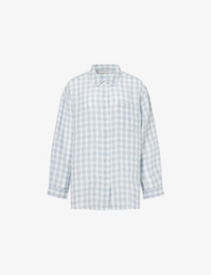 Skall Studio Womens Purple/blue Check Edgar Linen Shirt In Multi
