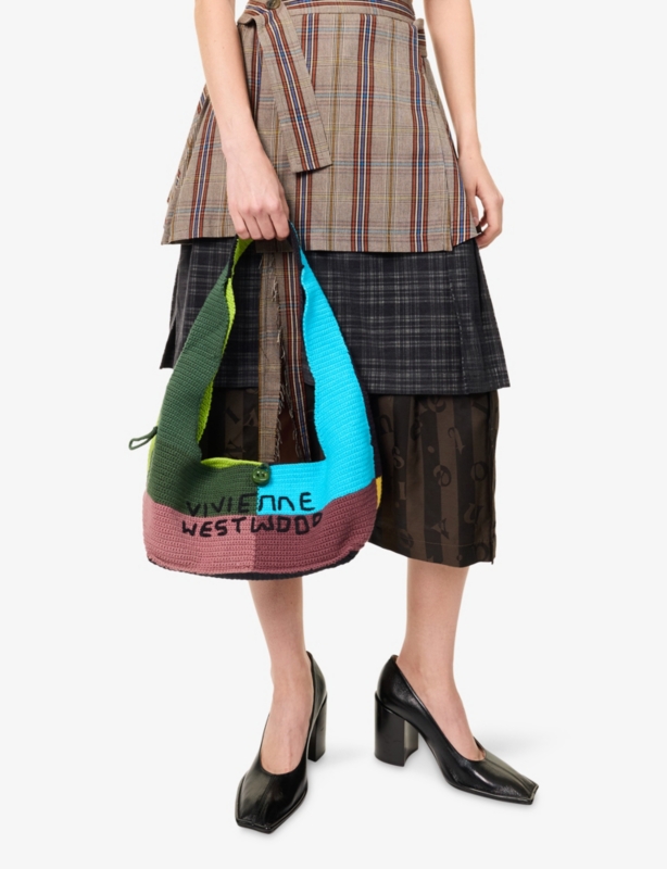 Ellie Embroidered Knitted Shoulder Bag