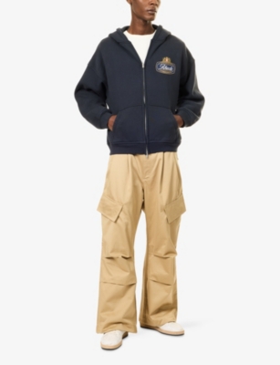 RHUDE: Safari Crest Zip Cotton-Fleece-Back hoodie