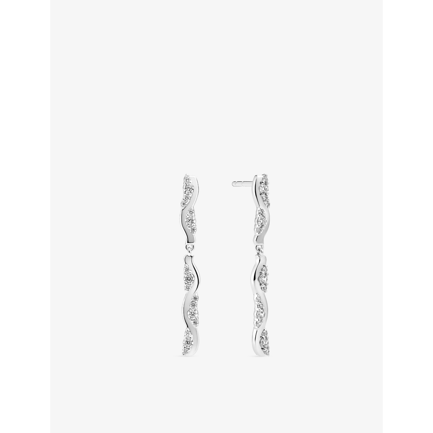 Sif Jakobs Ellera Waves Altro Lungo Rhodium-Plated Sterling Silver And Cubic Zirconia Drop Earrings