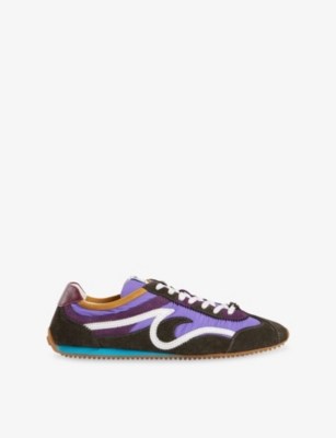 Sandro Womens  Wave Suede And Woven Trainers In Purple