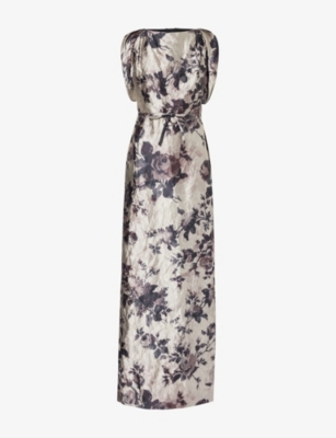 Erdem Womens Sleeveless Graphic-pattern Woven Maxi Dress Fonteyn Rose Pearl